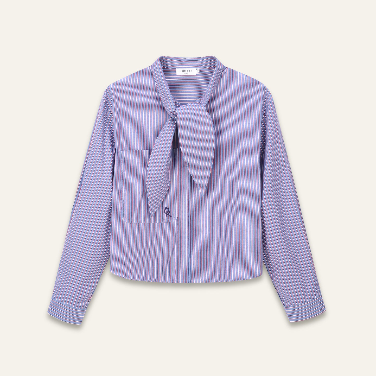 Chemise à col lavallière Arnold - Rayures bleues