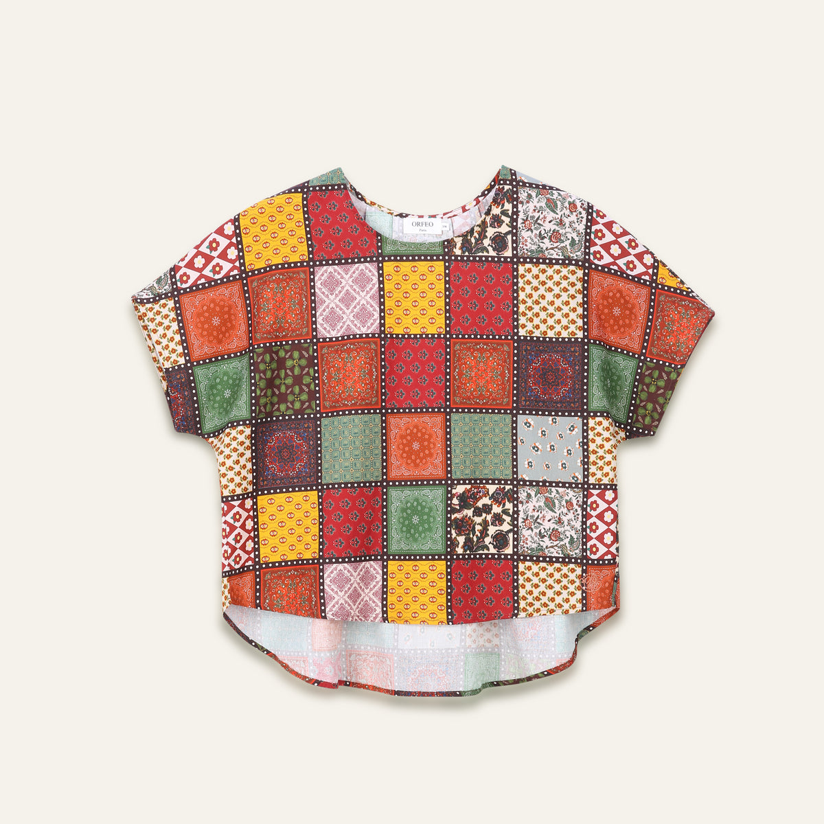 T-shirt col rond patchwork Betty - Eco nomade