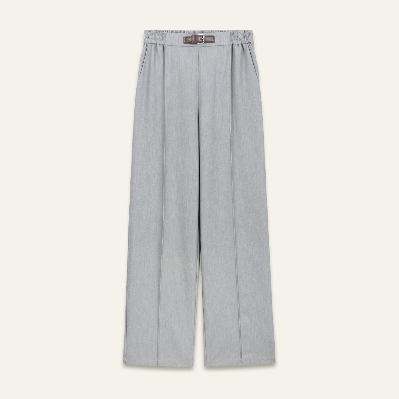 Pantalon de tailleur large à plis Cathy - Gris