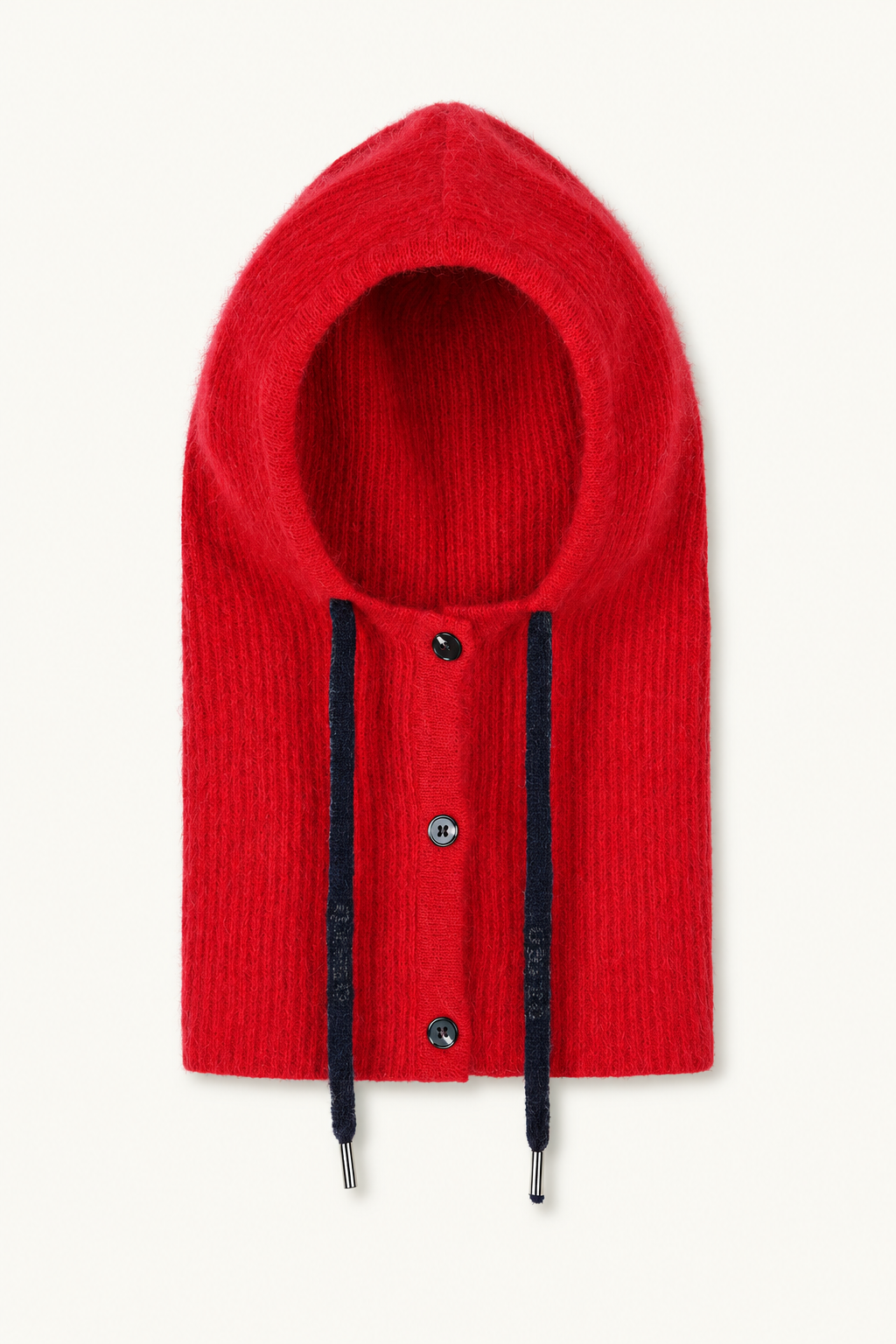 Cagoule en racoon trois boutons cordons marine Solea - Rubis