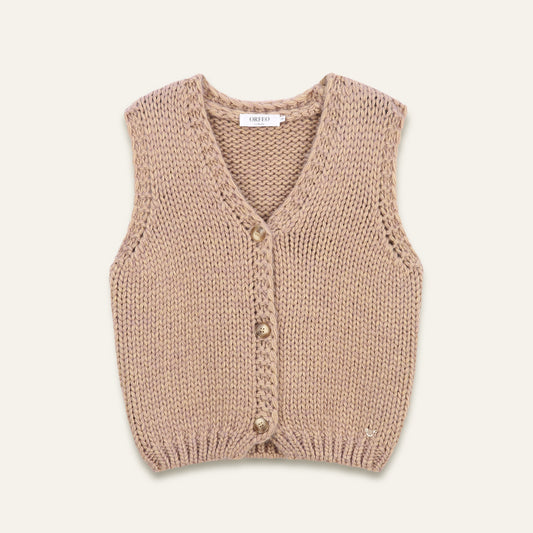 Gilet sans manches en laine Eolia - Rose