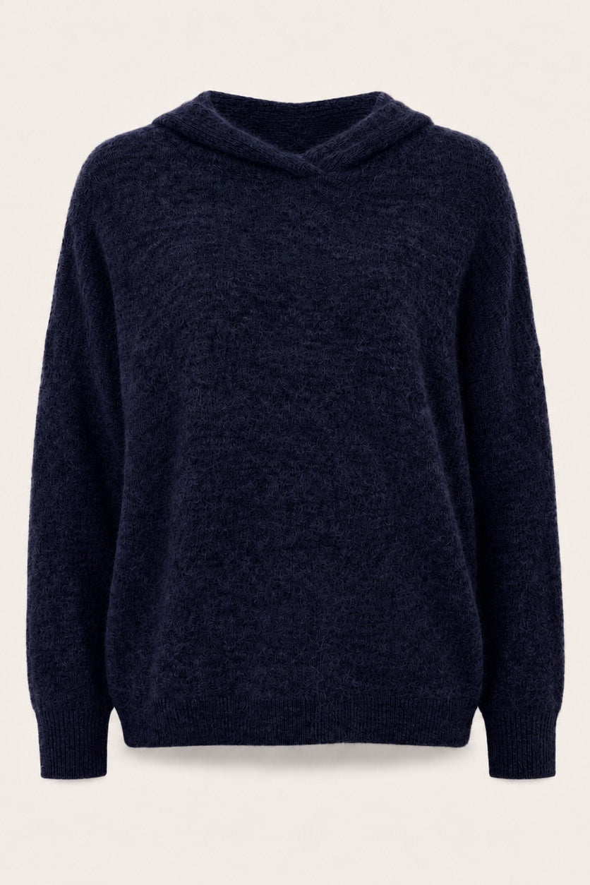 Pull en mohair avec capuche Farrah - Navy