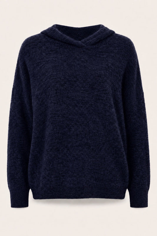 Pull en mohair avec capuche Farrah - Navy