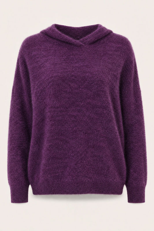 Pull en mohair avec capuche Farrah - Violet
