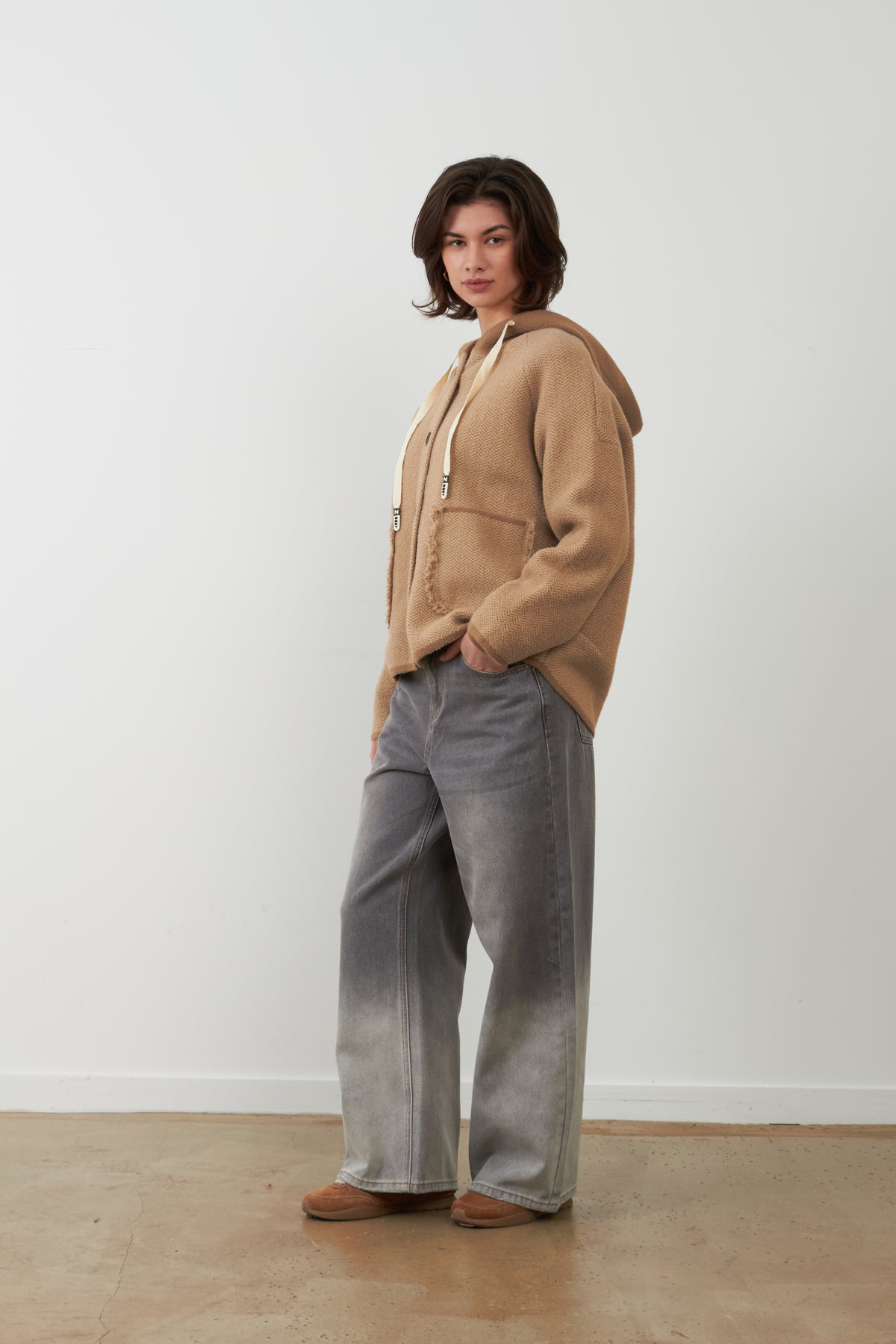 Veste gilet à capuche Briséis - Camel