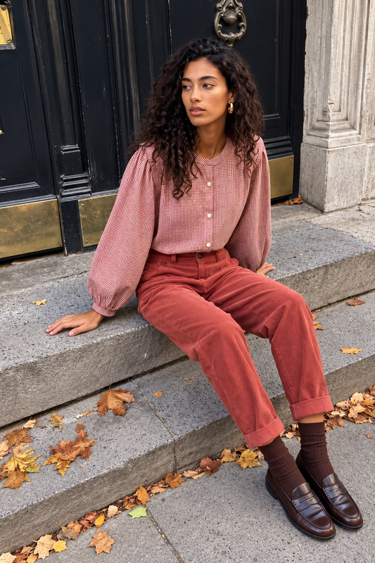 Chemisier Janet - Carreaux Roses