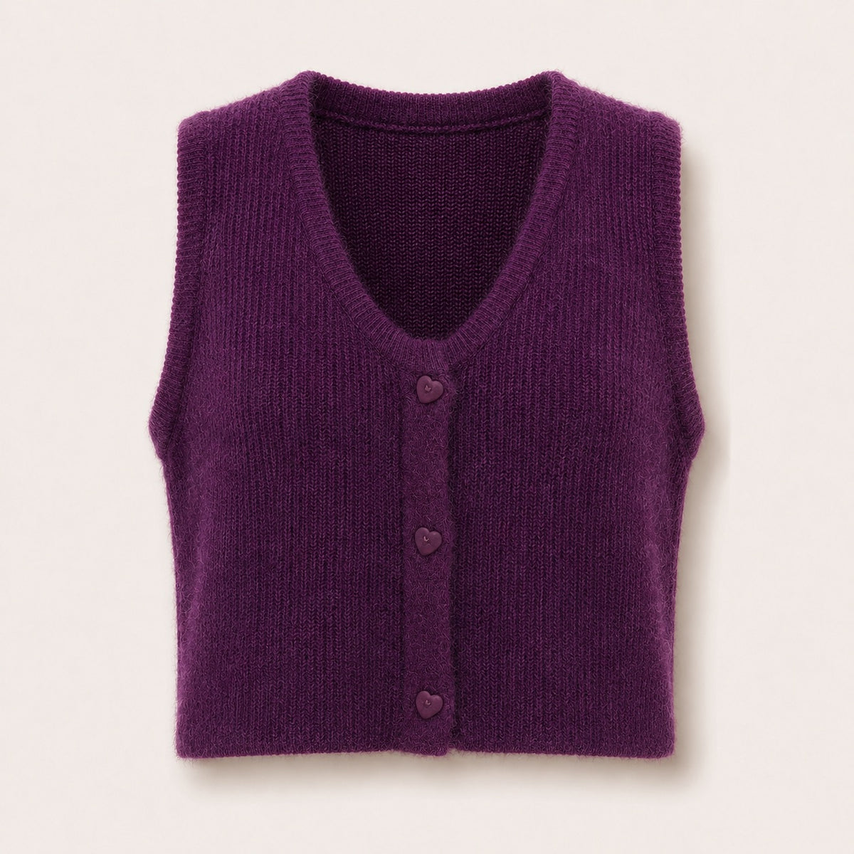 Gilet sans manches boutons cœurs Oriane - Violet