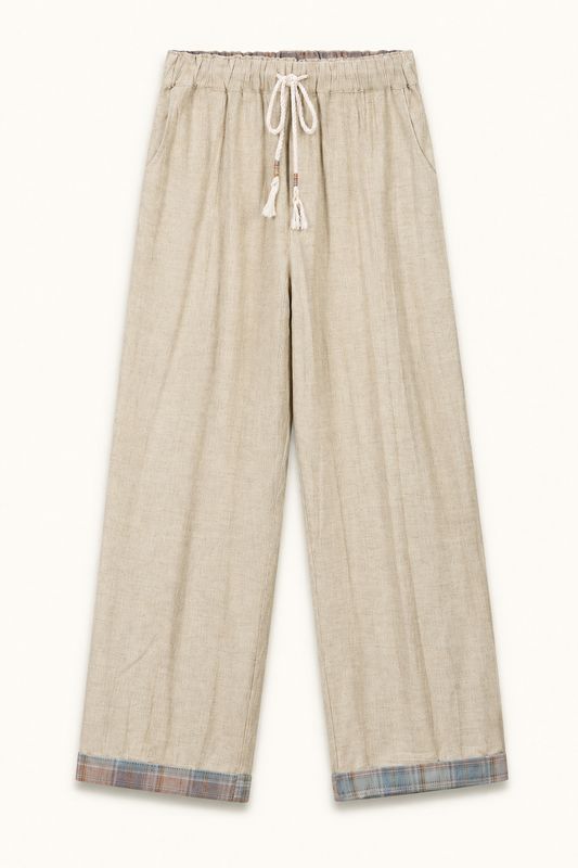 Pantalon élastiqué coton et lin Lola - Beige