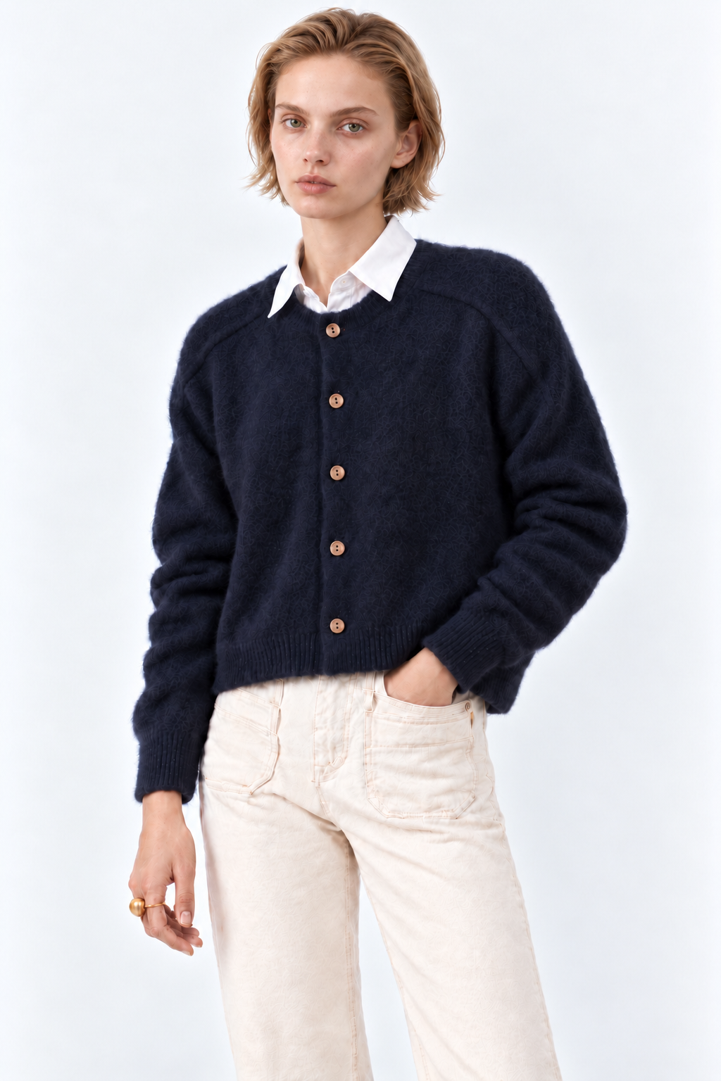 Gilet racoon & laine Azmara bleu New - Encre