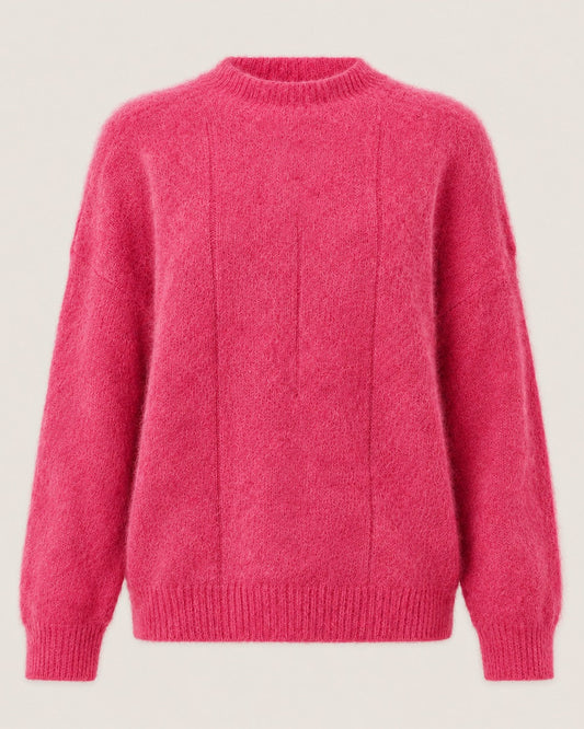 Pull duveteux mohair & laine Rania - Rose