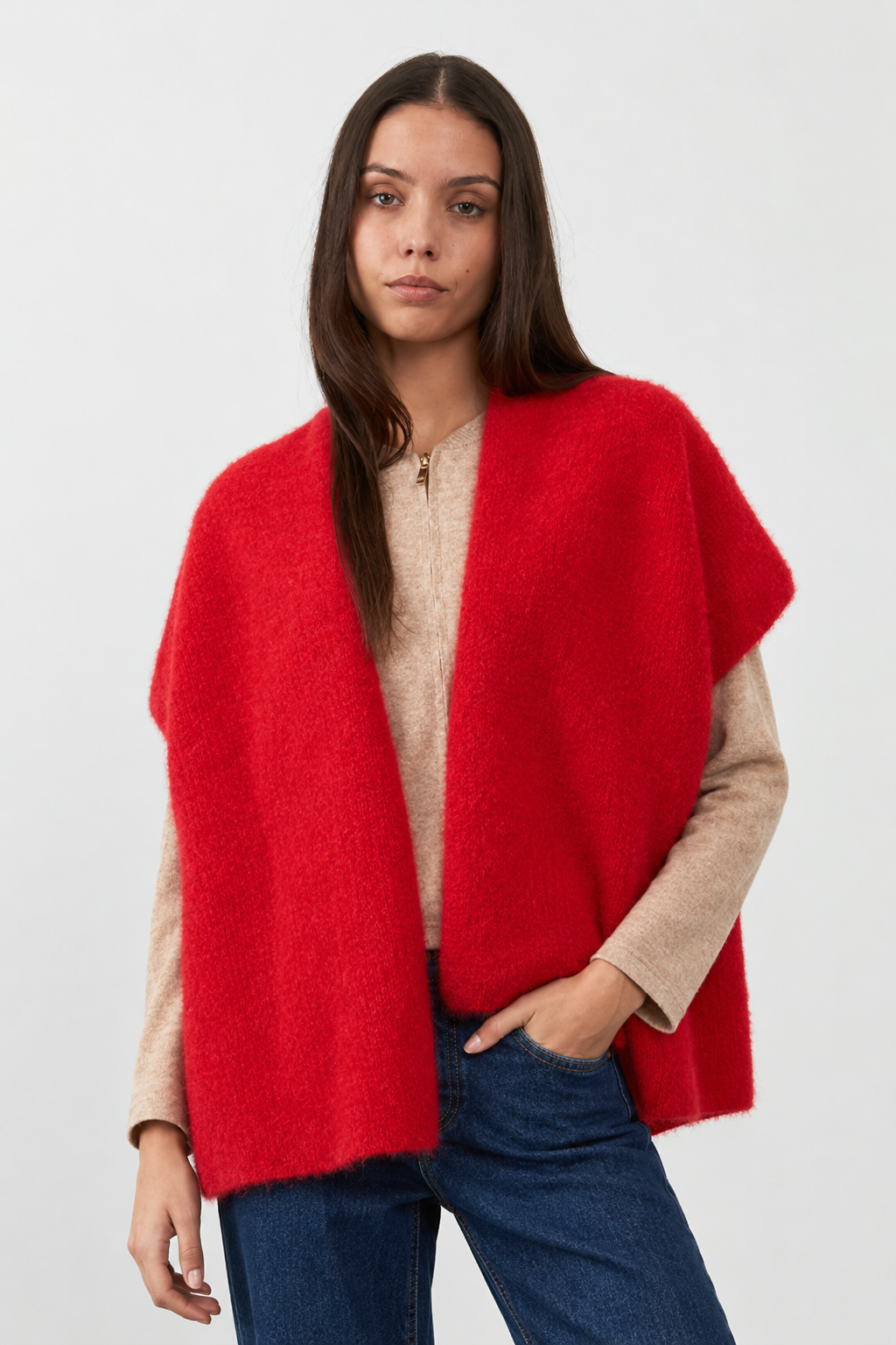 Gilet manches courtes racoon Clarisse - Rouge rubis
