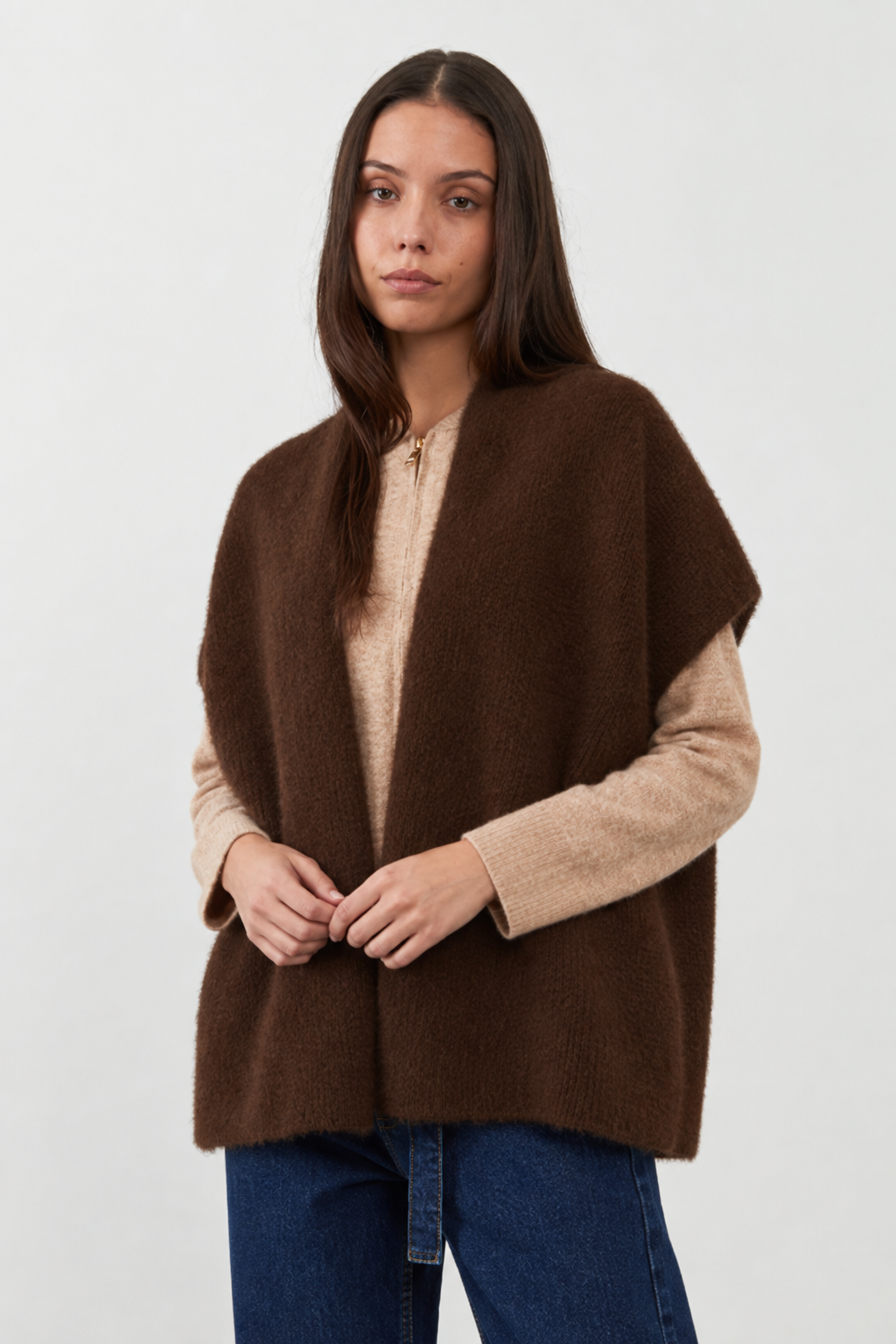 Gilet manches courtes racoon Clarisse - Chocolat