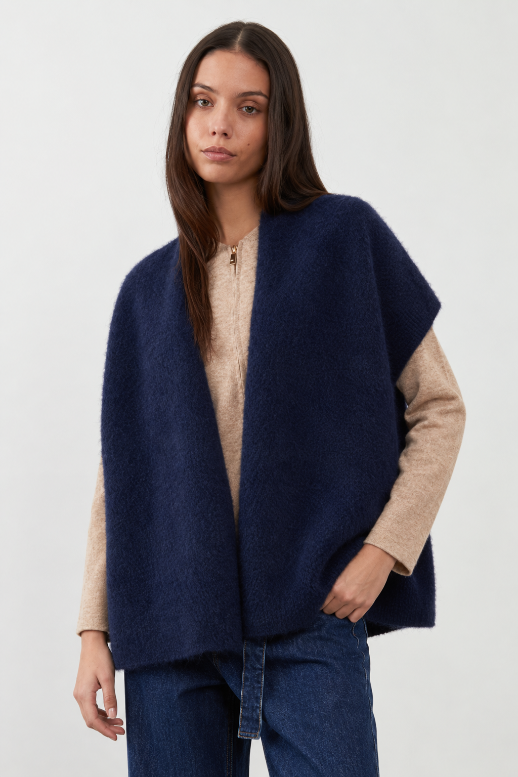 Gilet manches courtes racoon Clarisse - Encre