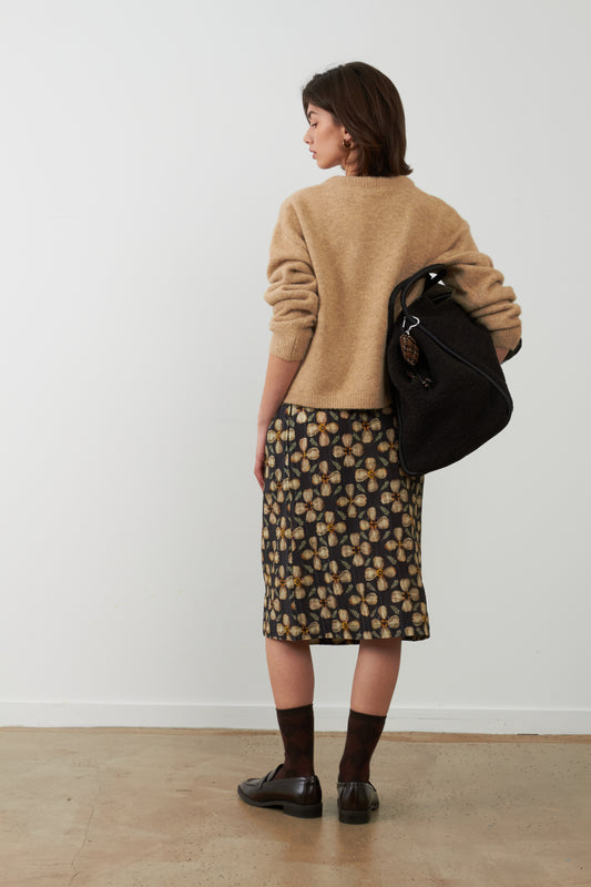 Gilet Eirlys beige avec foulard fleuri - Ficelle