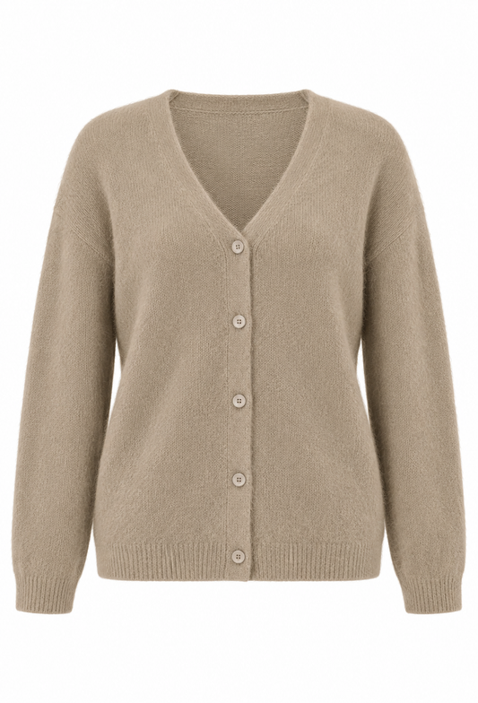 Gilet col V racoon & laine Betty - Taupe
