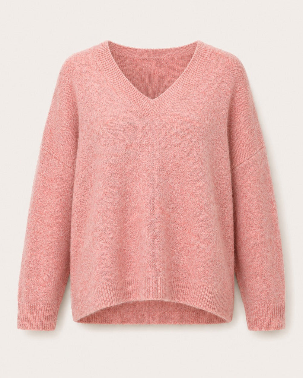 Pull col V Lam - Rose Poudré