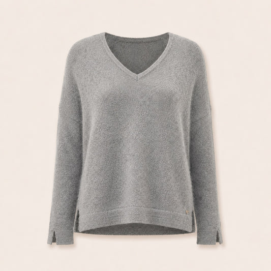Pull en mohair col V Luzio - Gris Chiné