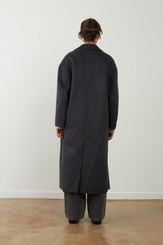 Manteau long en laine Leya - Noir