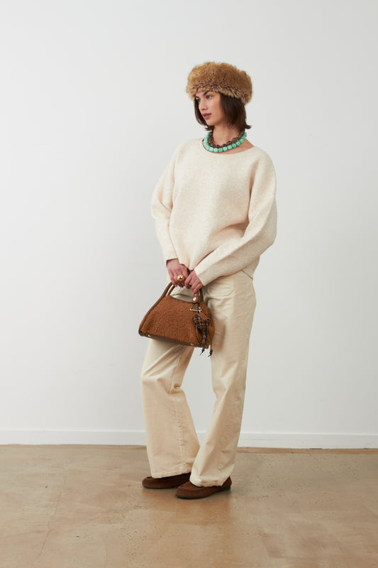 Pull doux col rond Tam - Écru