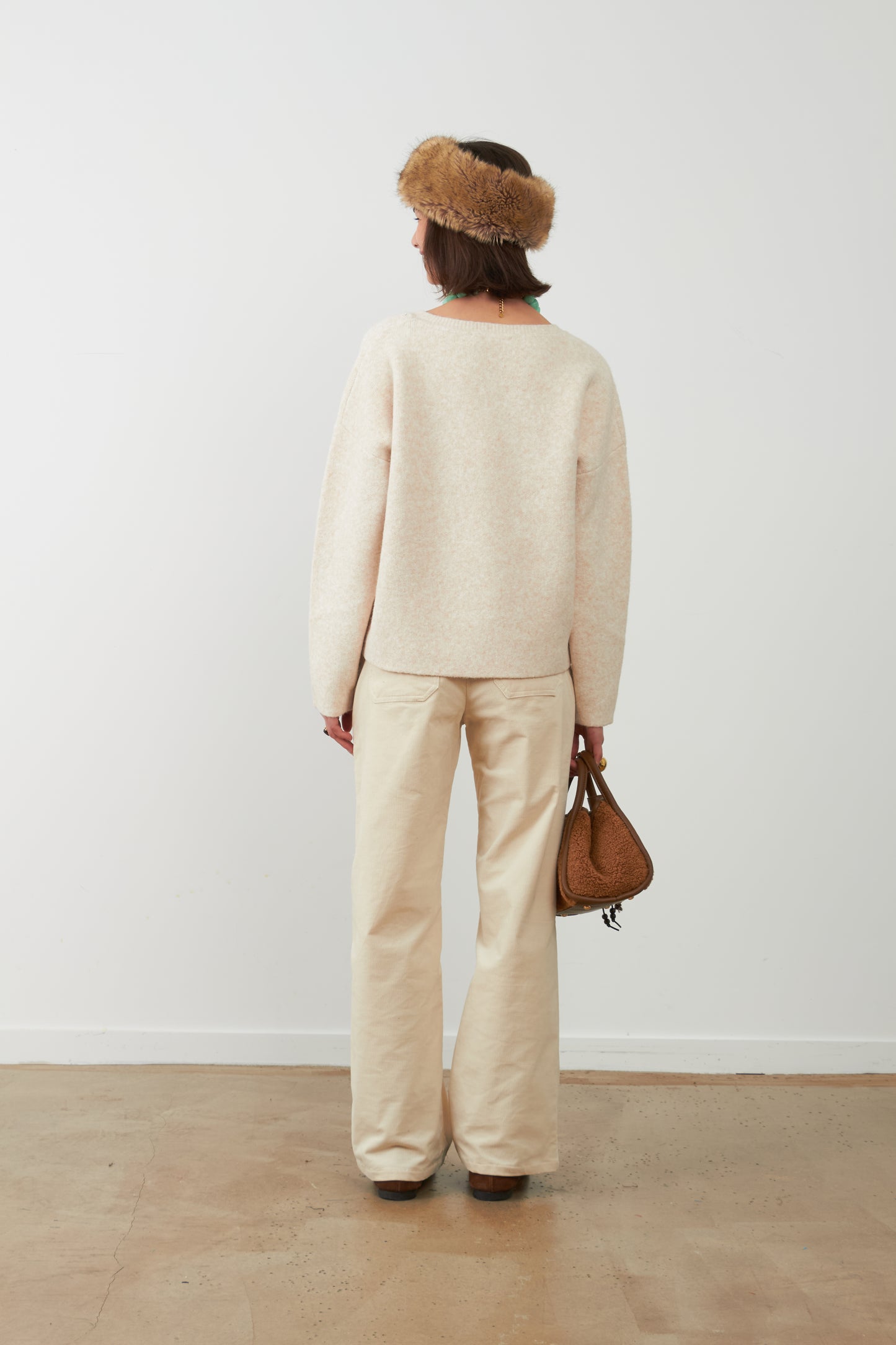 Pull doux col rond Tam - Écru