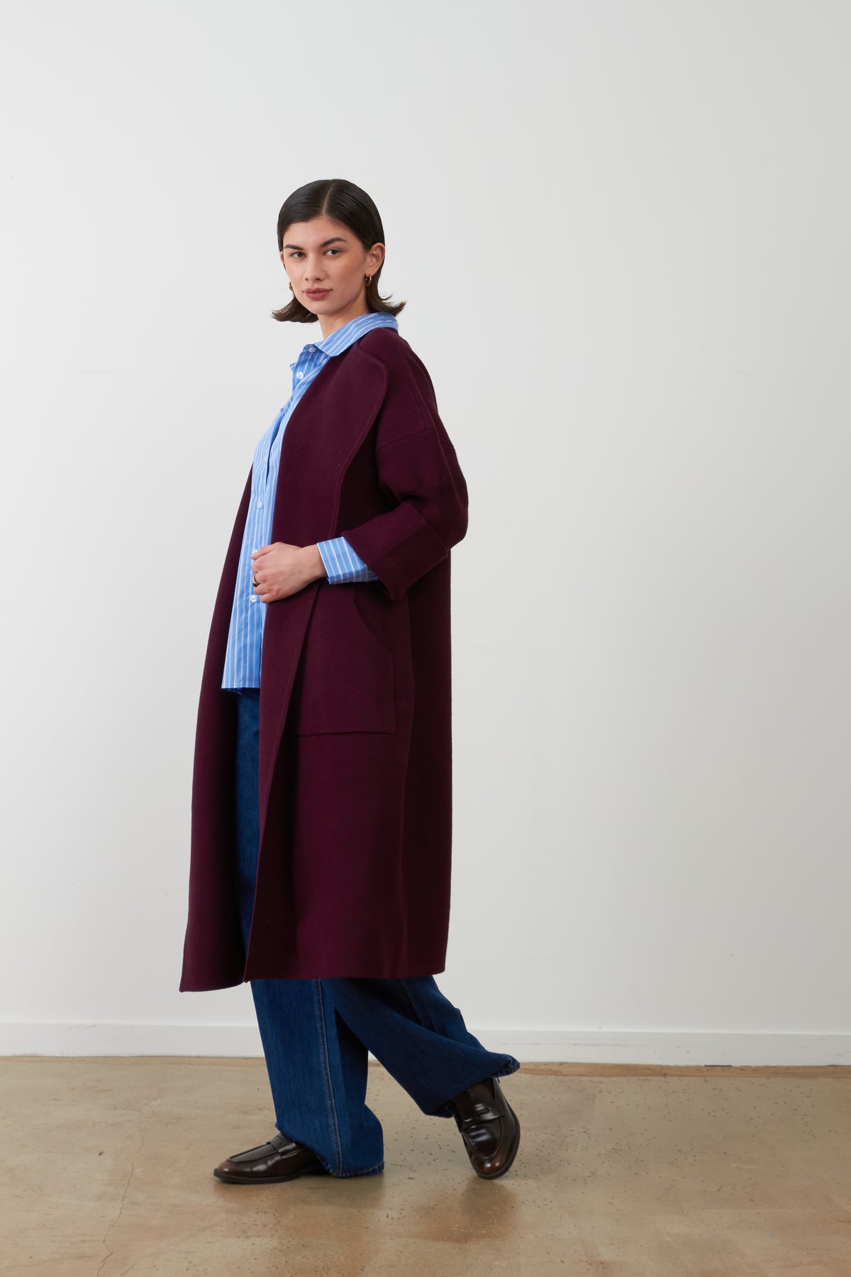 Manteau gilet long Koh - Burgundy
