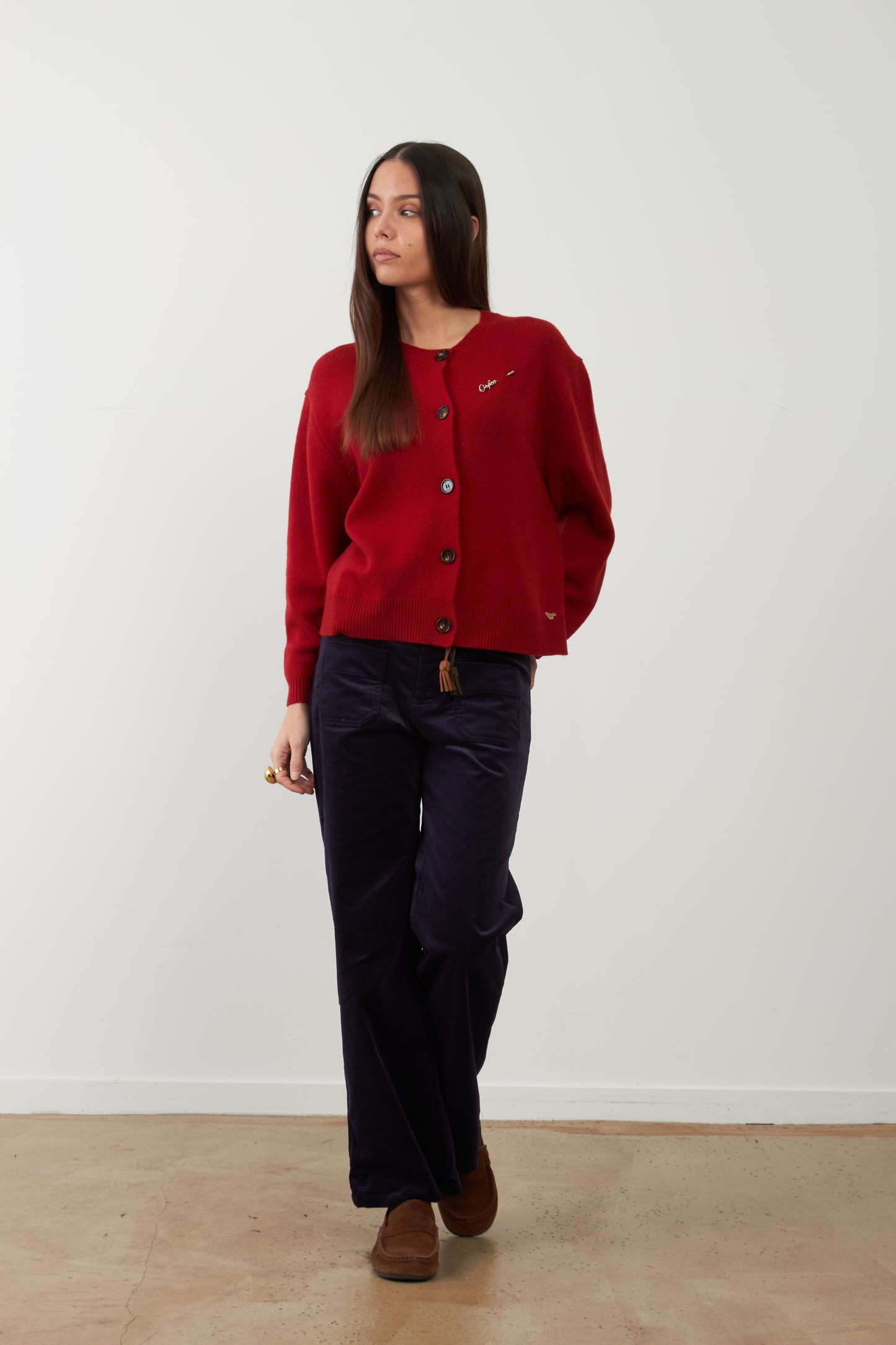 Gilet en laine Wayra - Cerise