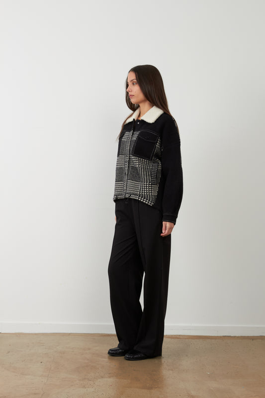 Pantalon de tailleur large à plis Cathy - Noir