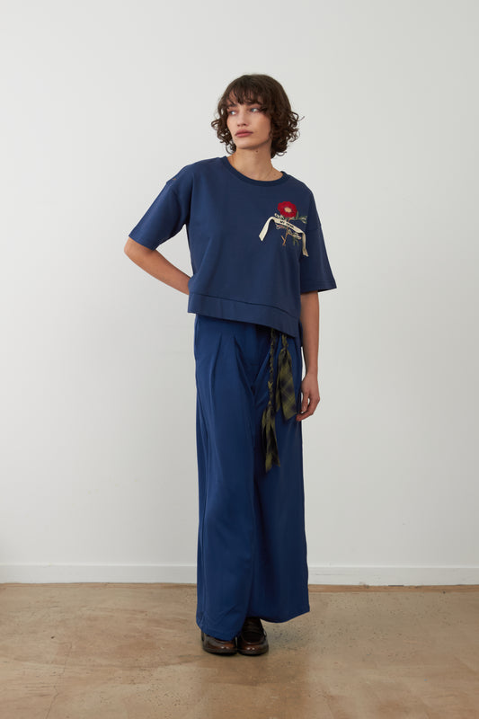 T-shirt broderie florale Sohanne - Navy
