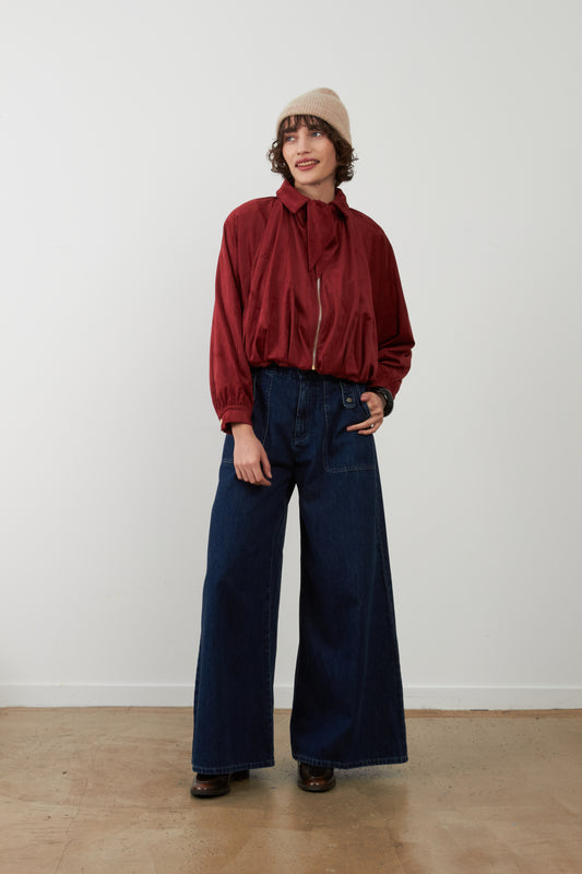 Blouson zippé col lavallière Trevor - Bordeaux