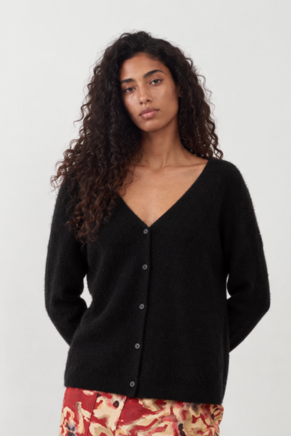 Gilet col V racoon & laine Betty gilet - Noir