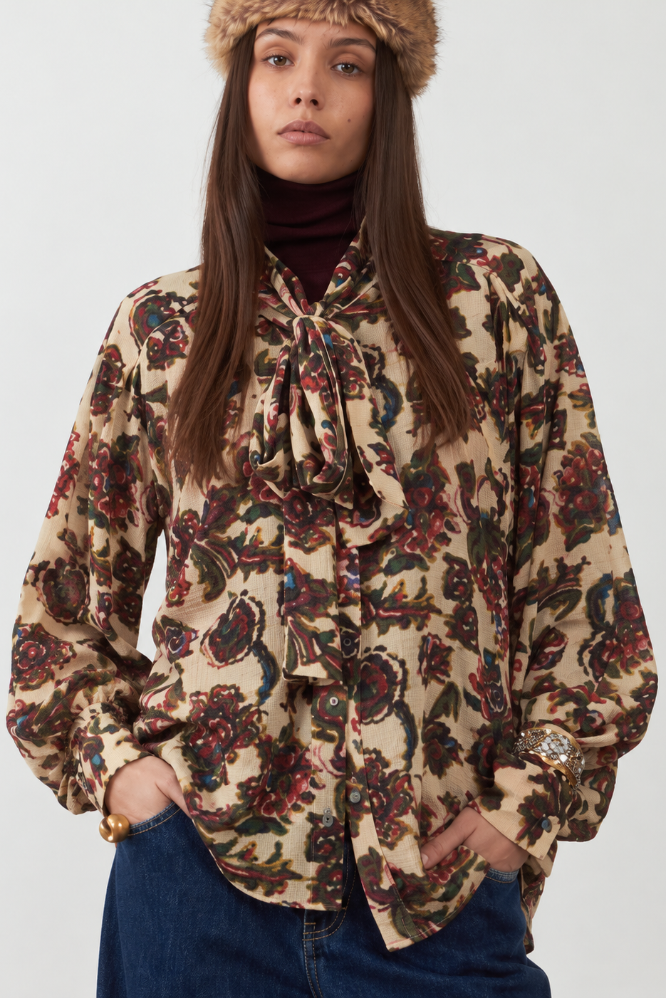 Blouse col lavallière imprimés Lisa - Fleur de Trieste