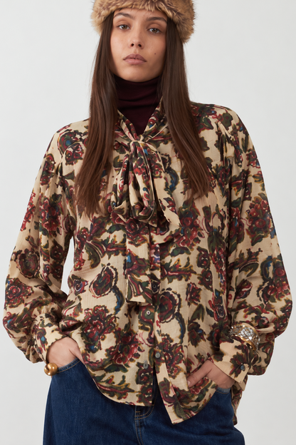 Blouse col lavallière imprimés Lisa - Fleur de Trieste