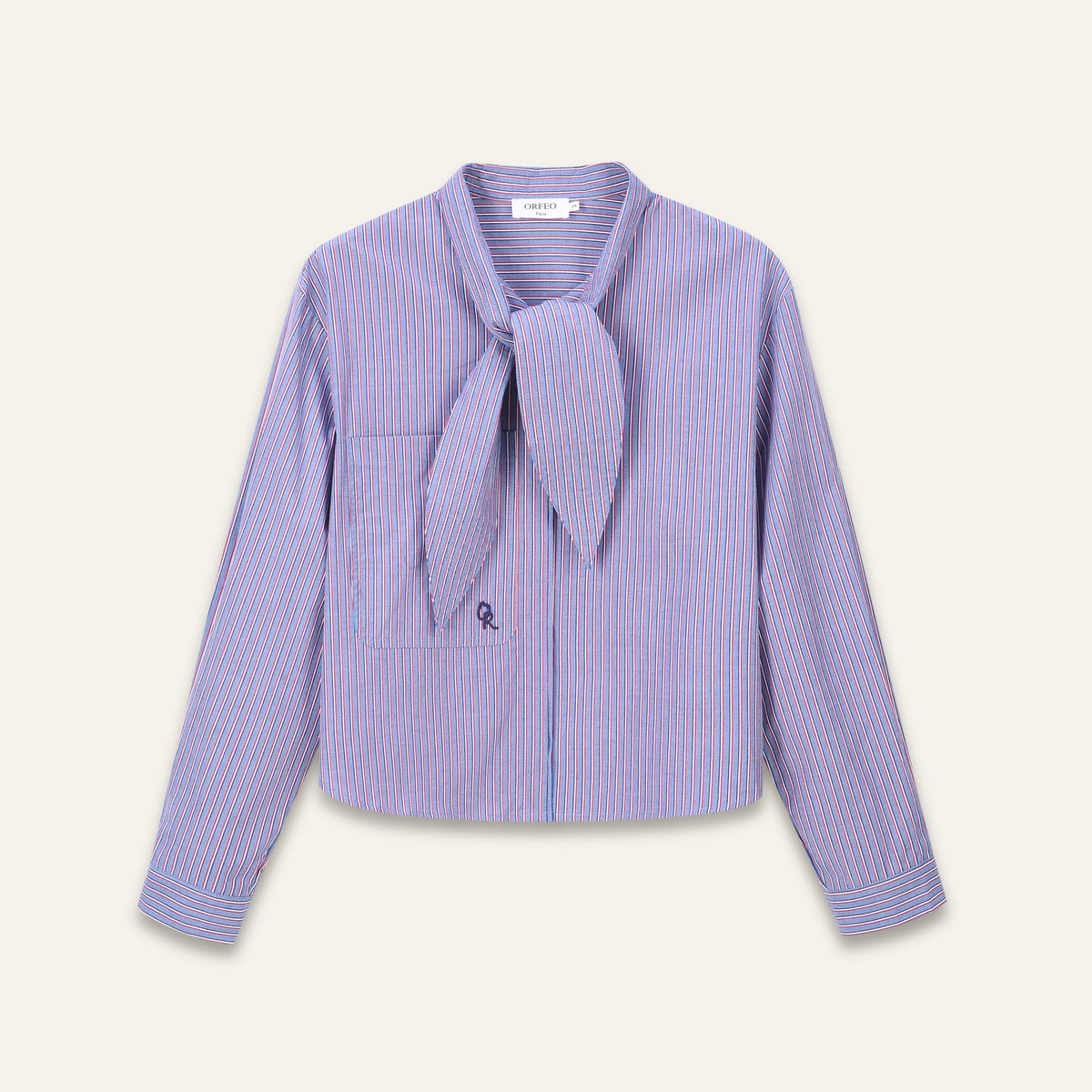 Chemise à col lavallière Arnold - Rayures bleues