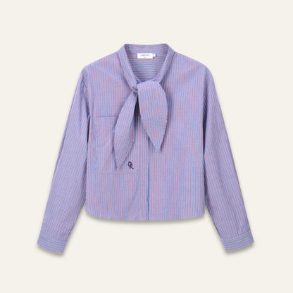 Chemise à col lavallière Arnold - Rayures bleues