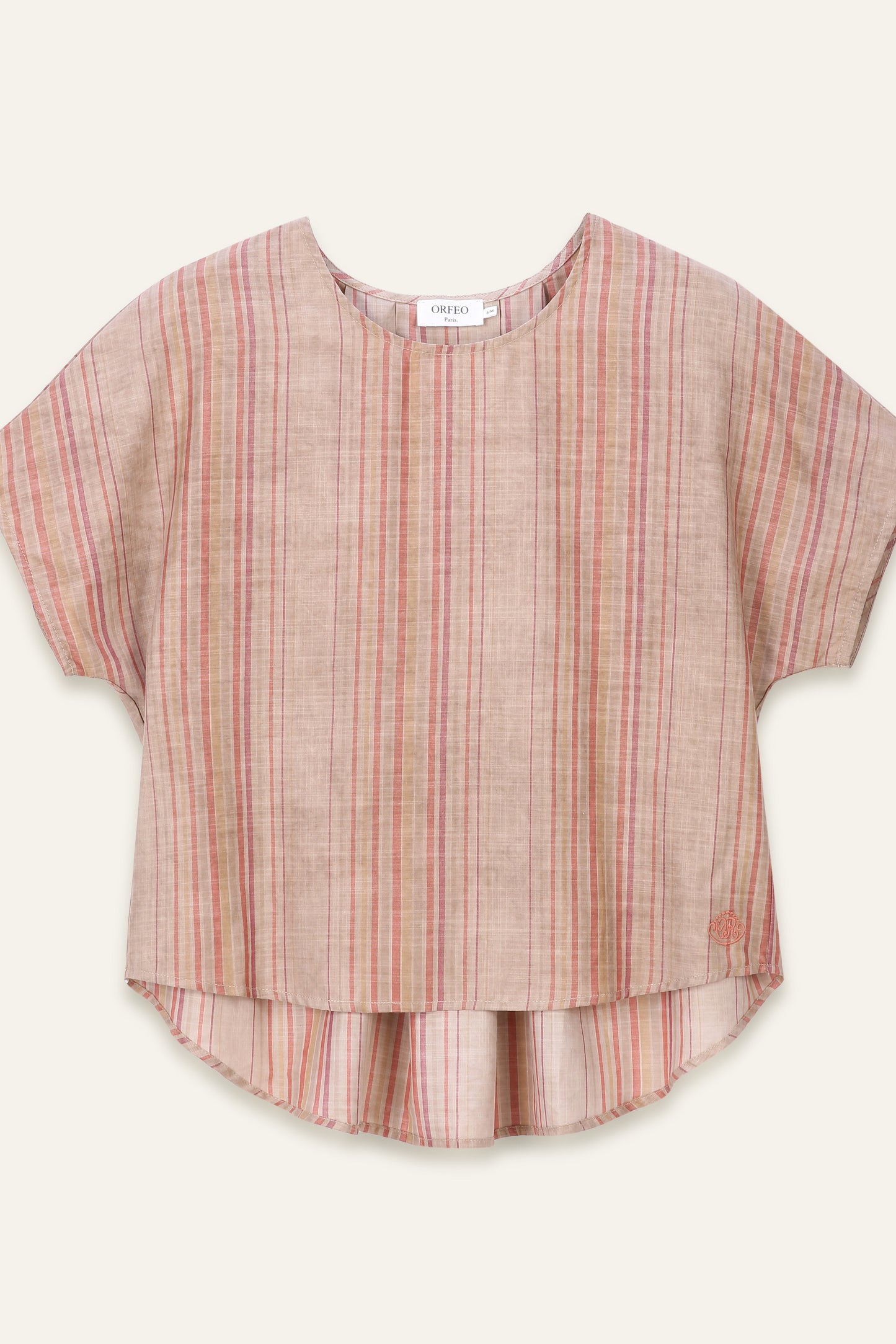 T-shirt col rond Betty - Rayures beige