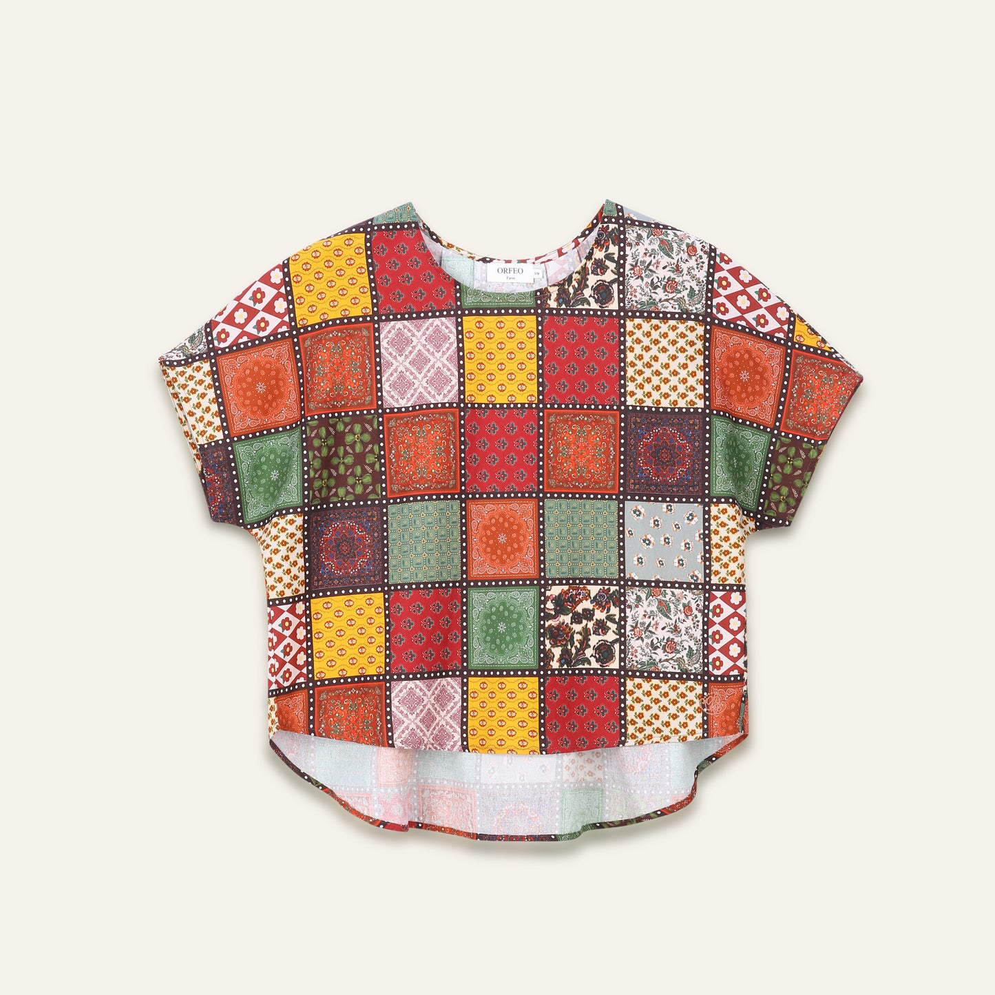 T-shirt col rond patchwork Betty - Eco nomade