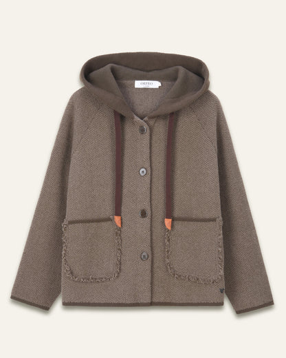 Veste gilet à capuche Briséis - Chocolat