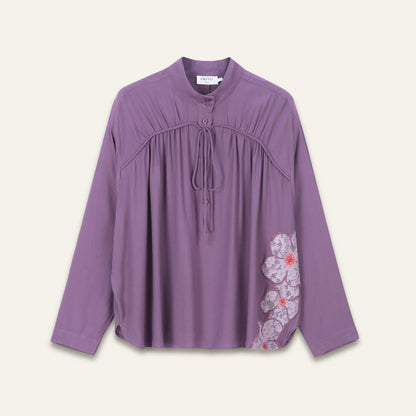 Blouse broderies fleurs Brooke - Violet
