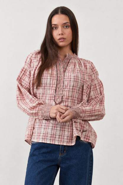 Blouse Abby - Carreaux roses