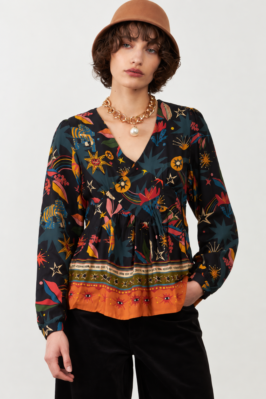 Blouse péplum à motifs Almina - Winter psyche
