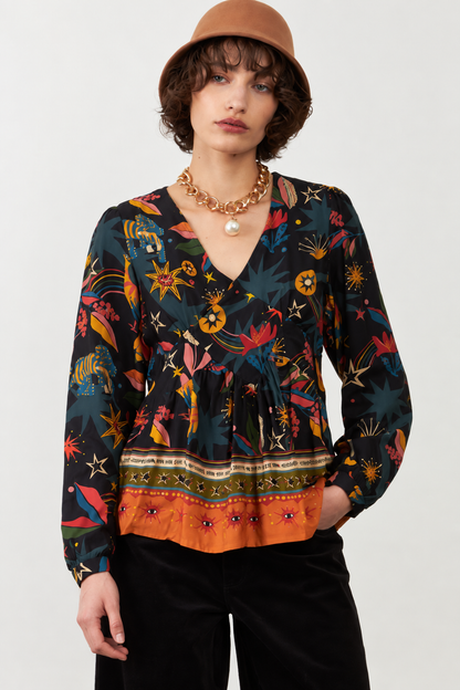Blouse péplum à motifs Almina - Winter psyche