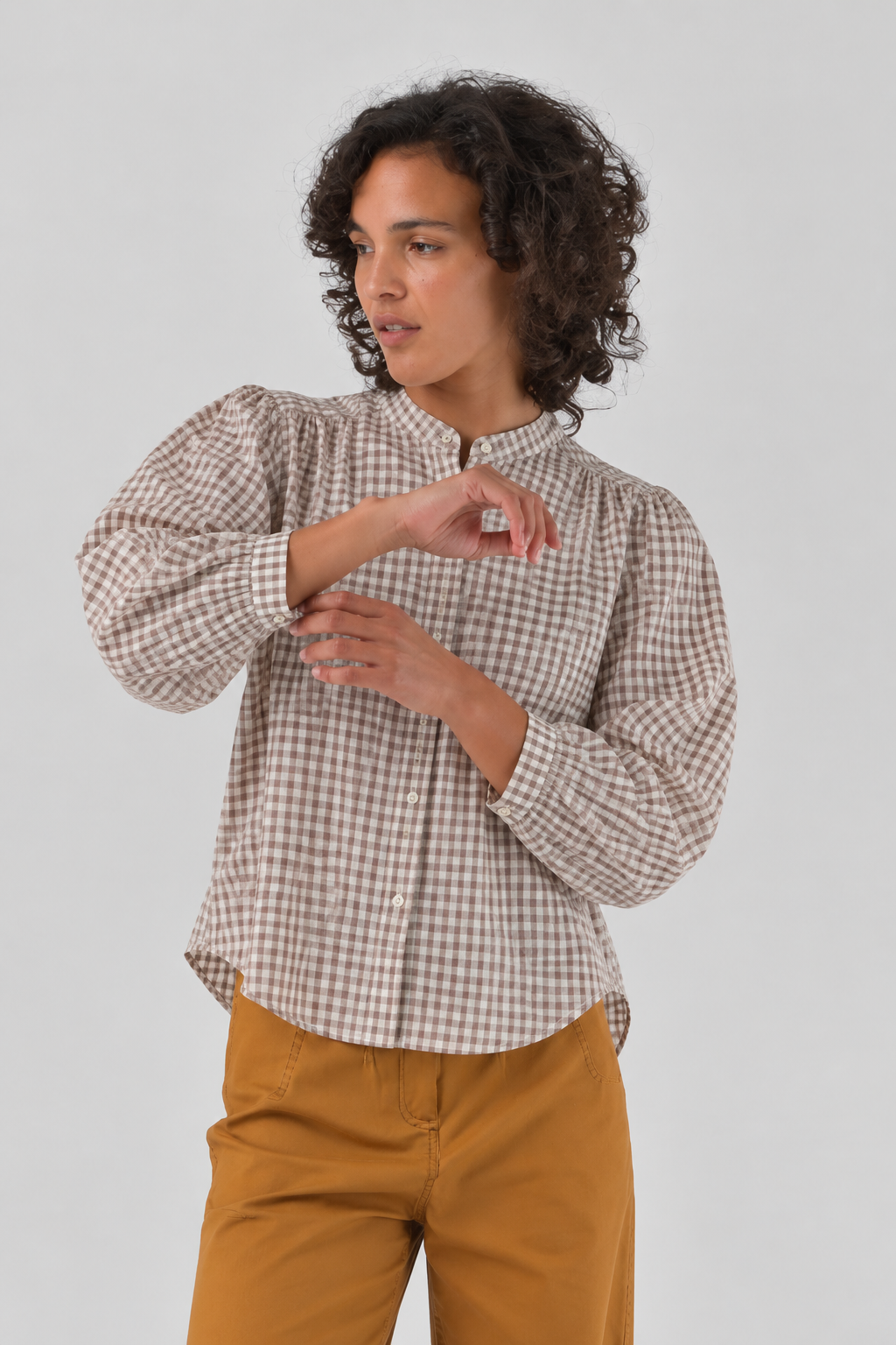 Blouse avec broderies Fanette - Vichy Café