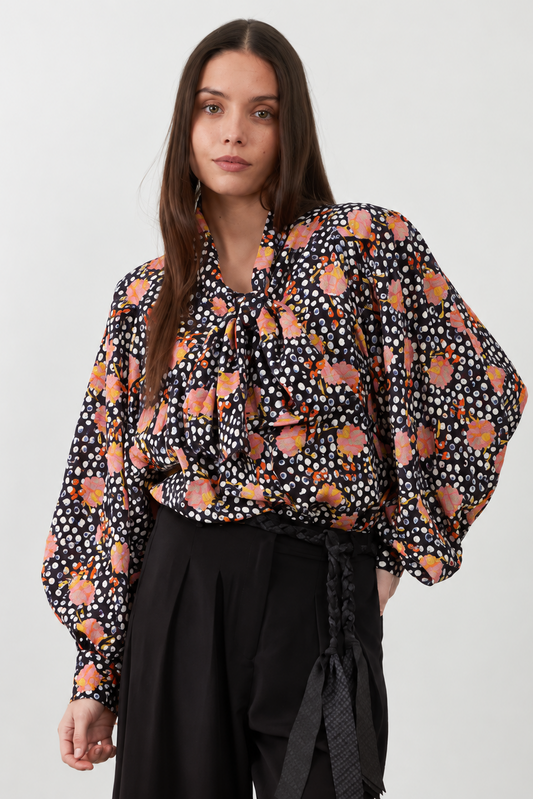 Blouse col lavallière imprimés Lisa - Tea Time