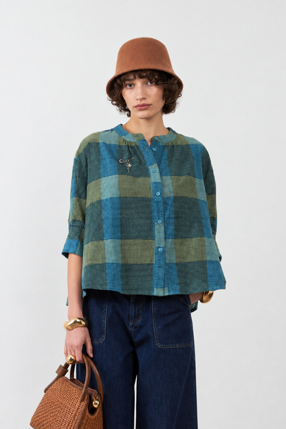 Blouse Simone - Carreaux bleus H26