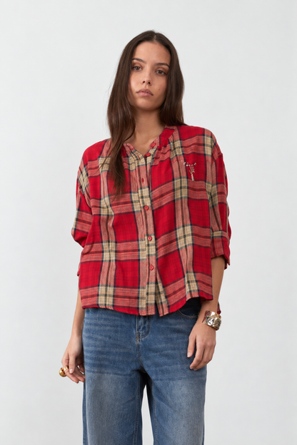 Blouse Simone - Carreaux rouges