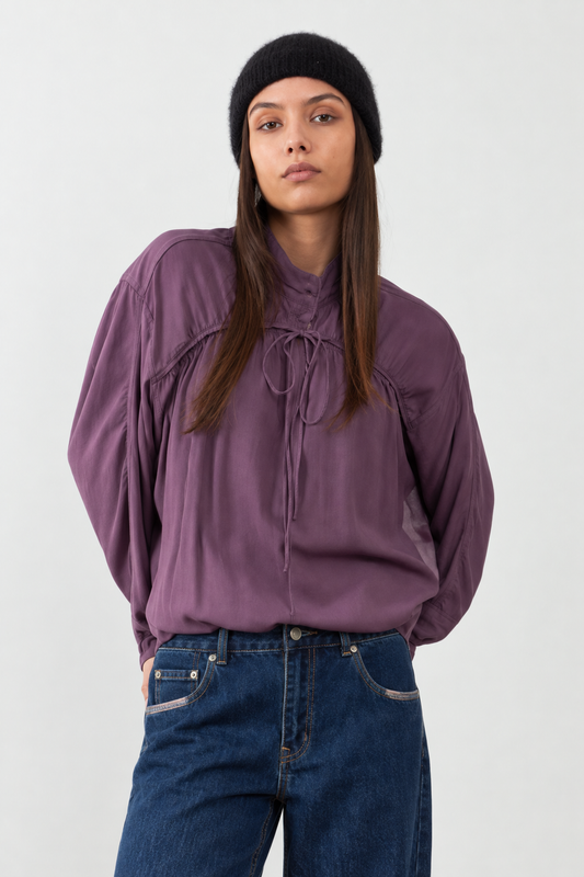 Blouse broderies fleurs Brooke - Violet