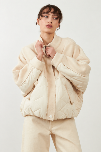 Blouson bomber bi-matière Meroua - Écru