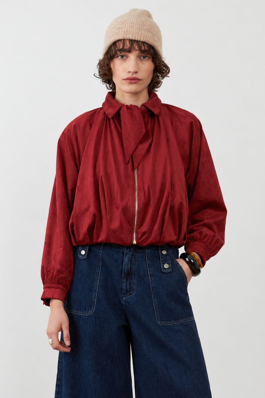 Blouson zippé col lavallière Trevor - Bordeaux