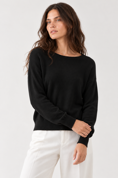 Pull col rond Aselya essentiel - Noir