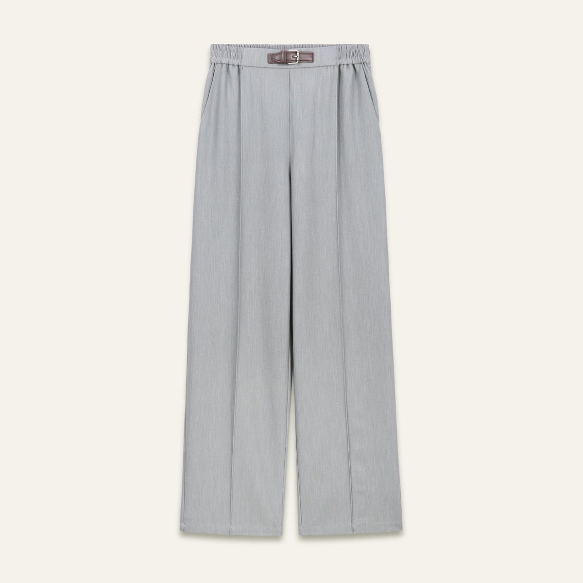 Pantalon de tailleur large à plis Cathy - Gris